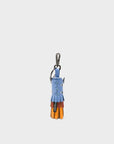 Oliver The Ox Charm - Vista Blue and Baked City Brown Leather Keychain