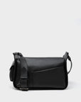 Houston Black Leather Shoulder Bag - Eyes Embroidery