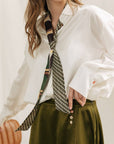 "Modular" Silk Skinny Scarf - Green