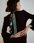 "Dream Hunter" Silk Skinny Scarf- Emerald Green