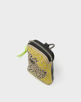 Florence Pouch Charm - Taos Taupe Leather Keychain Retro Tiger Embroidery