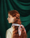 "Datura" Silk Bandana Scarf - Silver