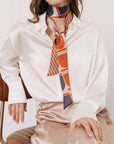 "Modular" Silk Skinny Scarf - Orange