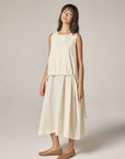 Waist Tie Midi Dress - Ecru