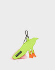Bird In Boots Charm - Neon Lime and Pink Leather Keychain