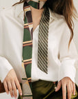 "Modular" Silk Skinny Scarf - Green
