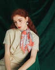 "Datura" Silk Bandana Scarf - Silver