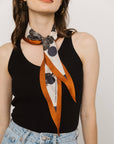 "Noir Floral" Silk Diamond Neckerchief