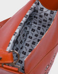 Houston Baked City Brown Leather Shoulder Bag - All Over Eyes Embroidery