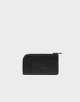 Fausto Black Leather Zip-around Cardholder - Flying Tiger Embroidery
