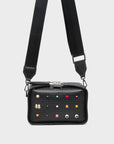 Benji Micro Crossbody Black Leather Bag - Studs Pattern