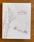 Holiday Letterpress Card Chipmunks Lights BOXED SET