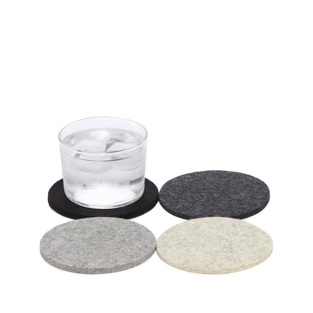 Bierfilzl Merino Wool Felt Round Coaster 4 Pack Noir