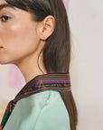 "Frida's Garden" Silk Skinny Scarf - Purple