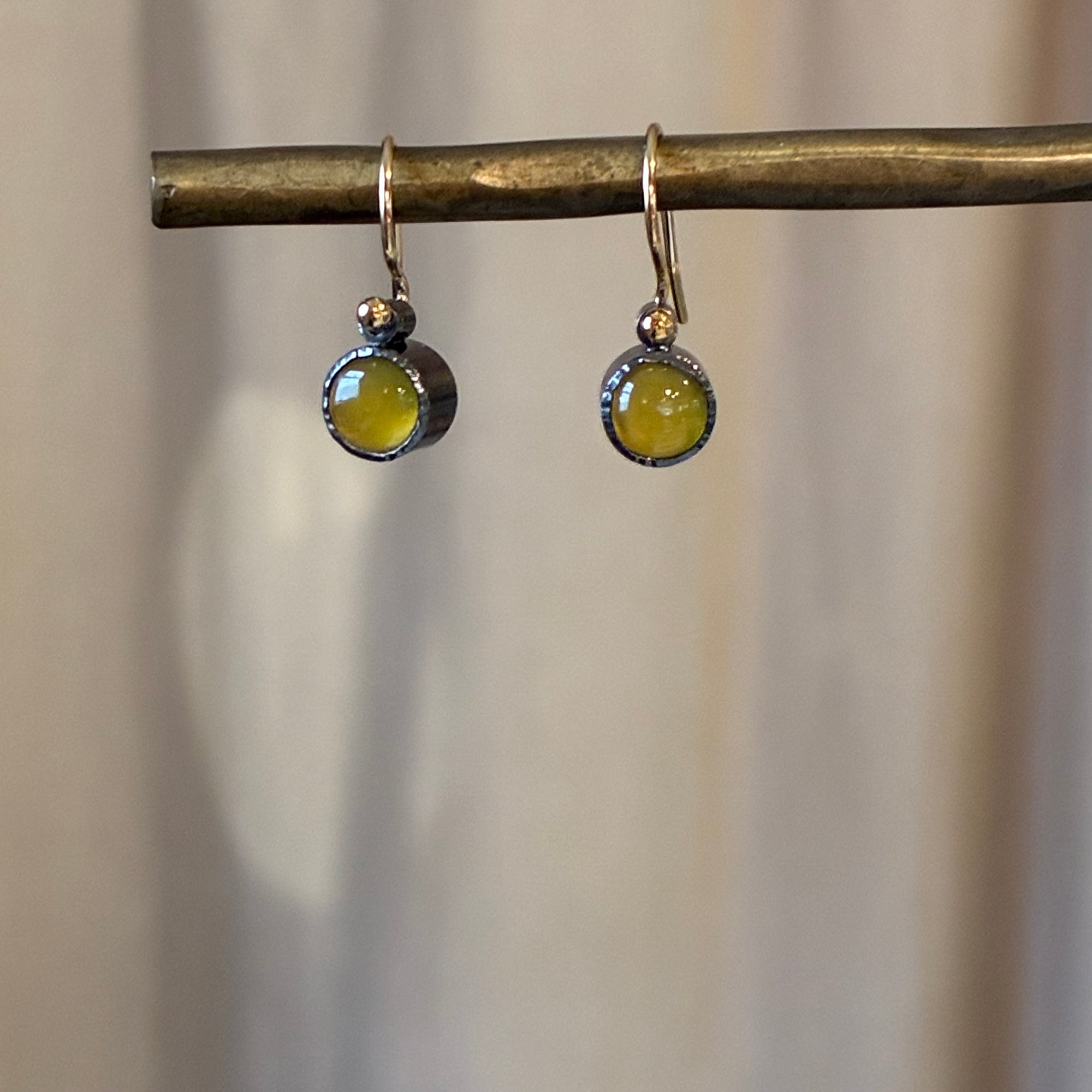 EL026-12 Yellow Chalcedony Drop Earrings