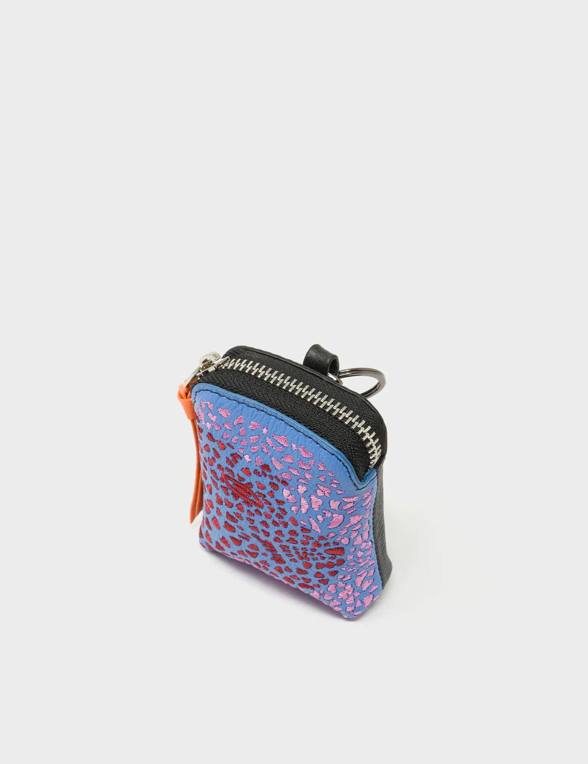 Florence Pouch Charm - Vista Blue Leather Keychain Retro Tiger Embroidery