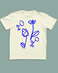 Blue Flowers Unisex Tee Cream Graphic Tee