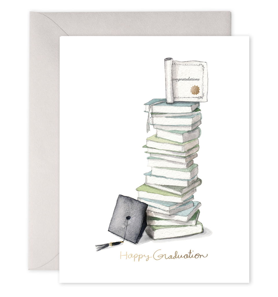 Grad Book Stack Greeting Card