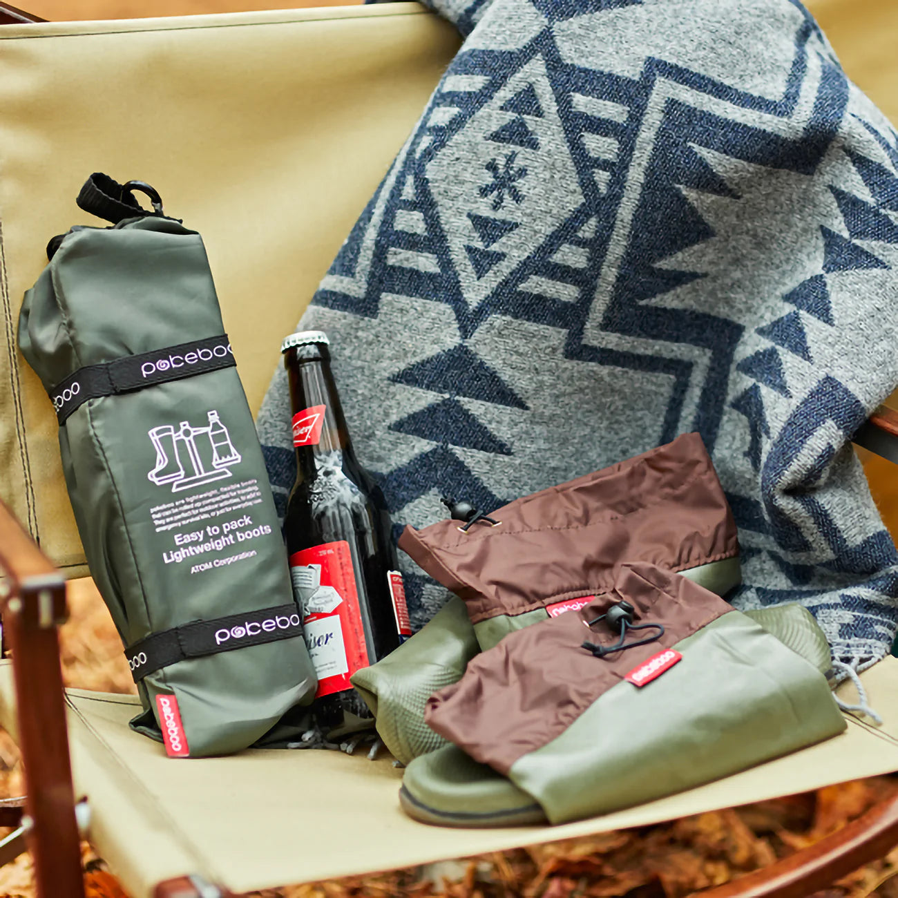 Pokeboo Packable Rubber Rain Boot - Olive