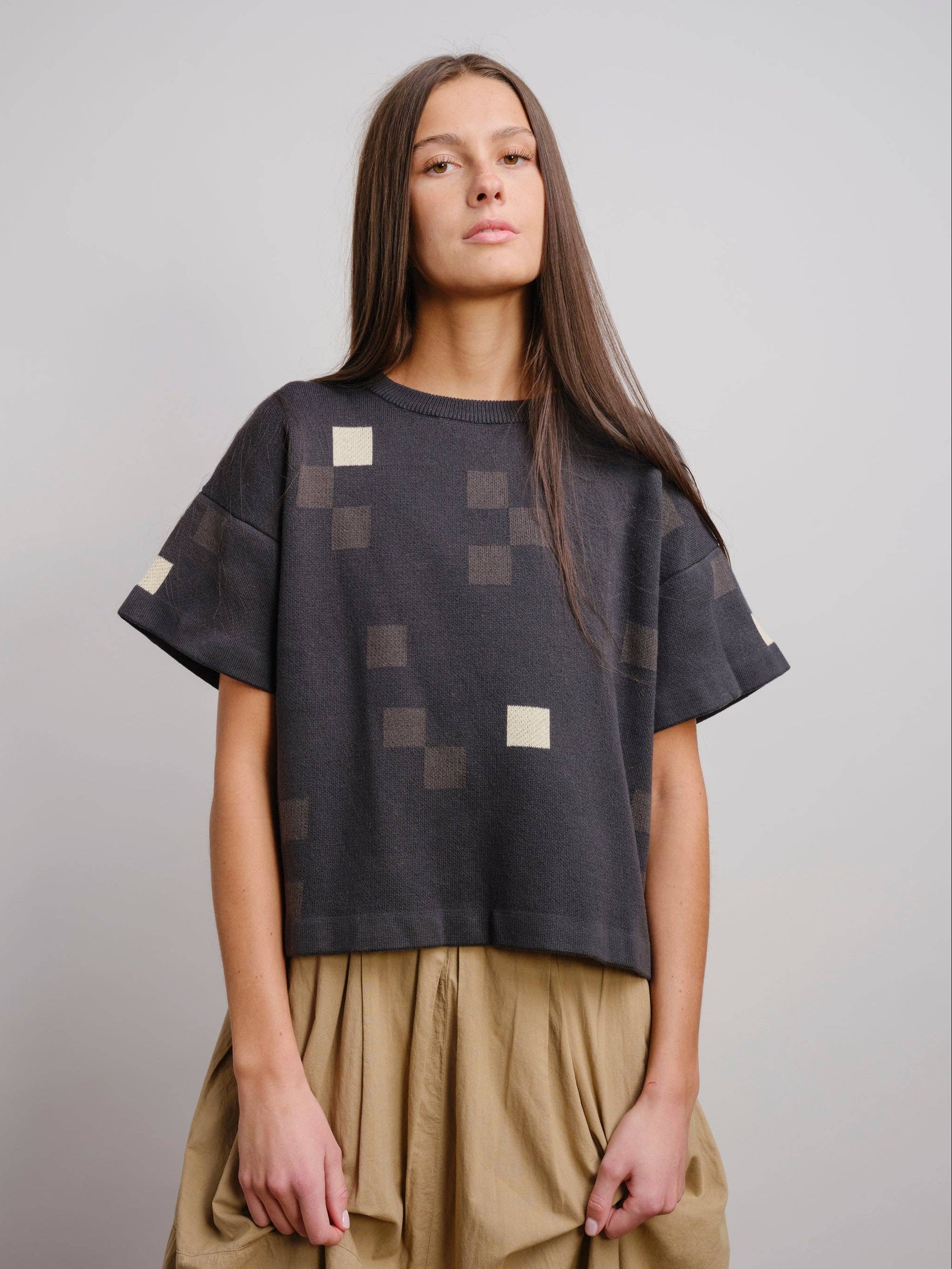 Albers Short Sleeve Sweater Tee - Obsidian