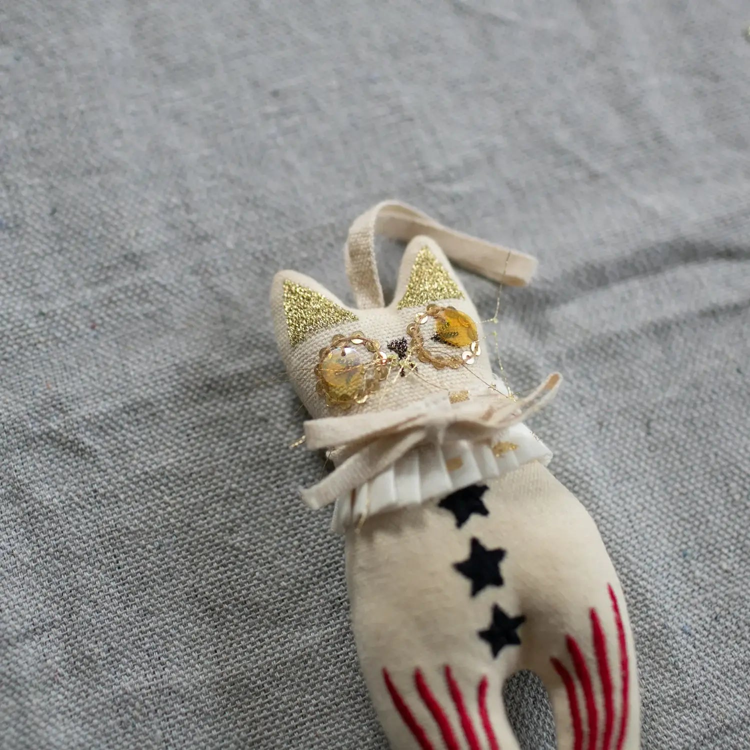 Rocket Cat, Cotton Ornament, Token, Embellished