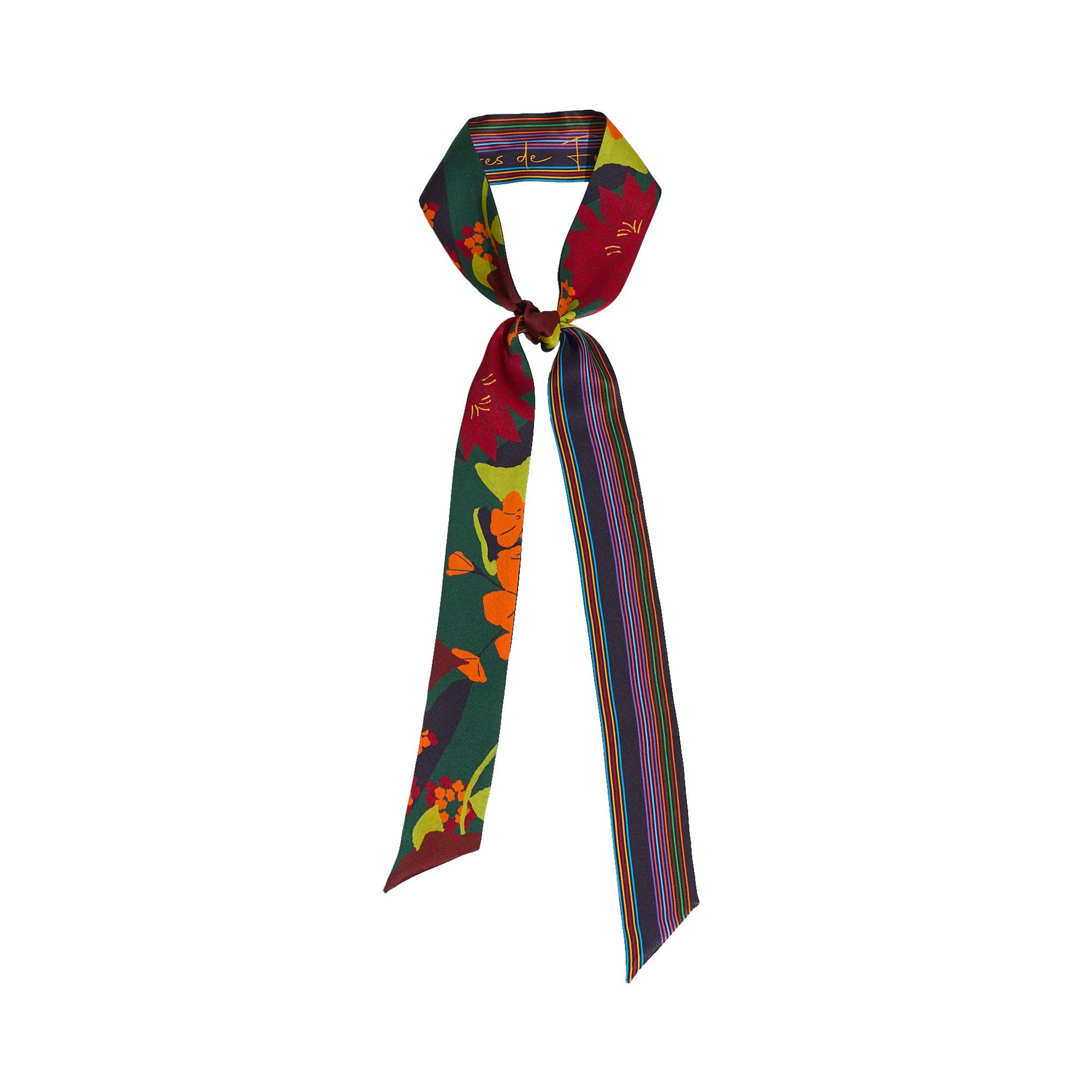 "Frida's Garden" Silk Skinny Scarf - Purple