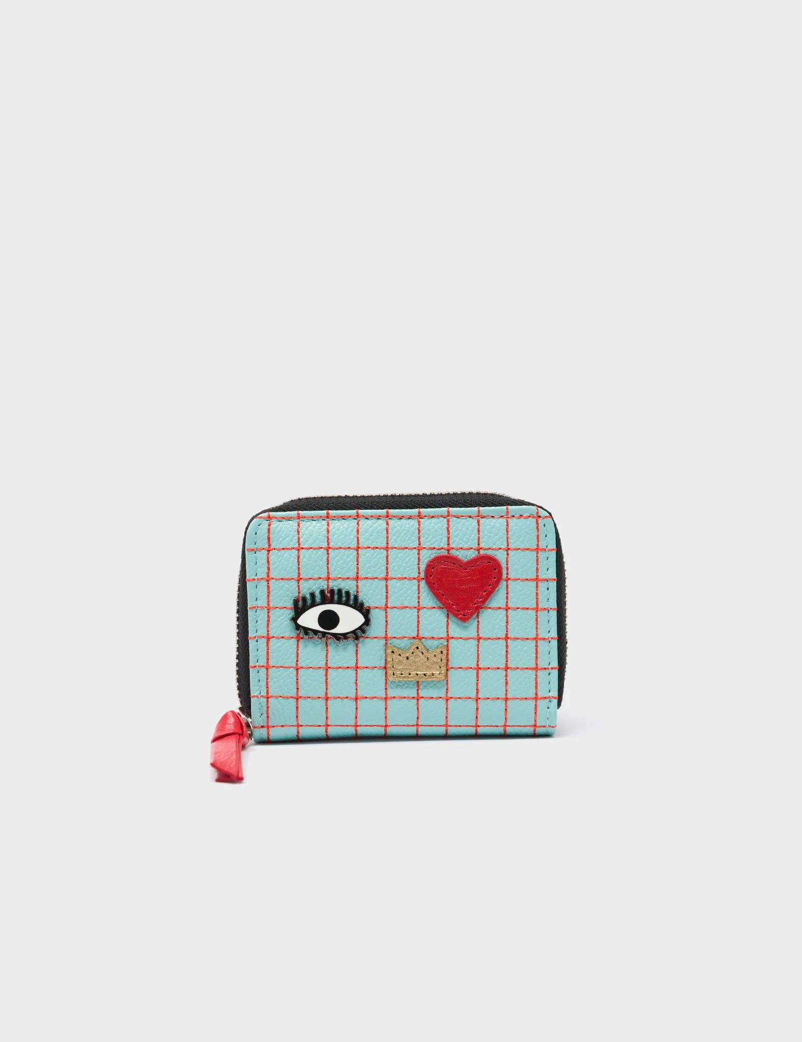 Frodo Eggshell Blue Leather Zip Around Wallet - Lovestitch Design