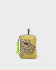 Florence Pouch Charm - Taos Taupe Leather Keychain Retro Tiger Embroidery