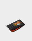 Fausto Black Leather Zip-around Cardholder - Flying Tiger Embroidery