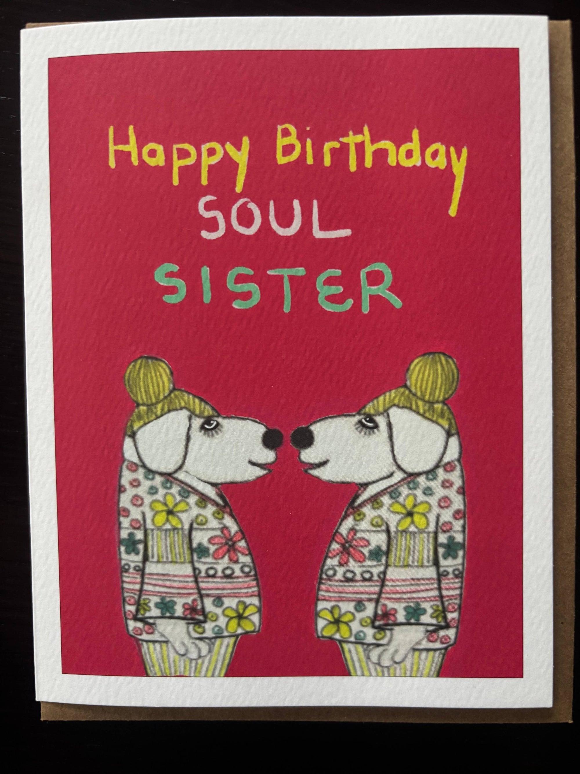 Happy Birthday Soul Sister fun bright dog pet greeting card