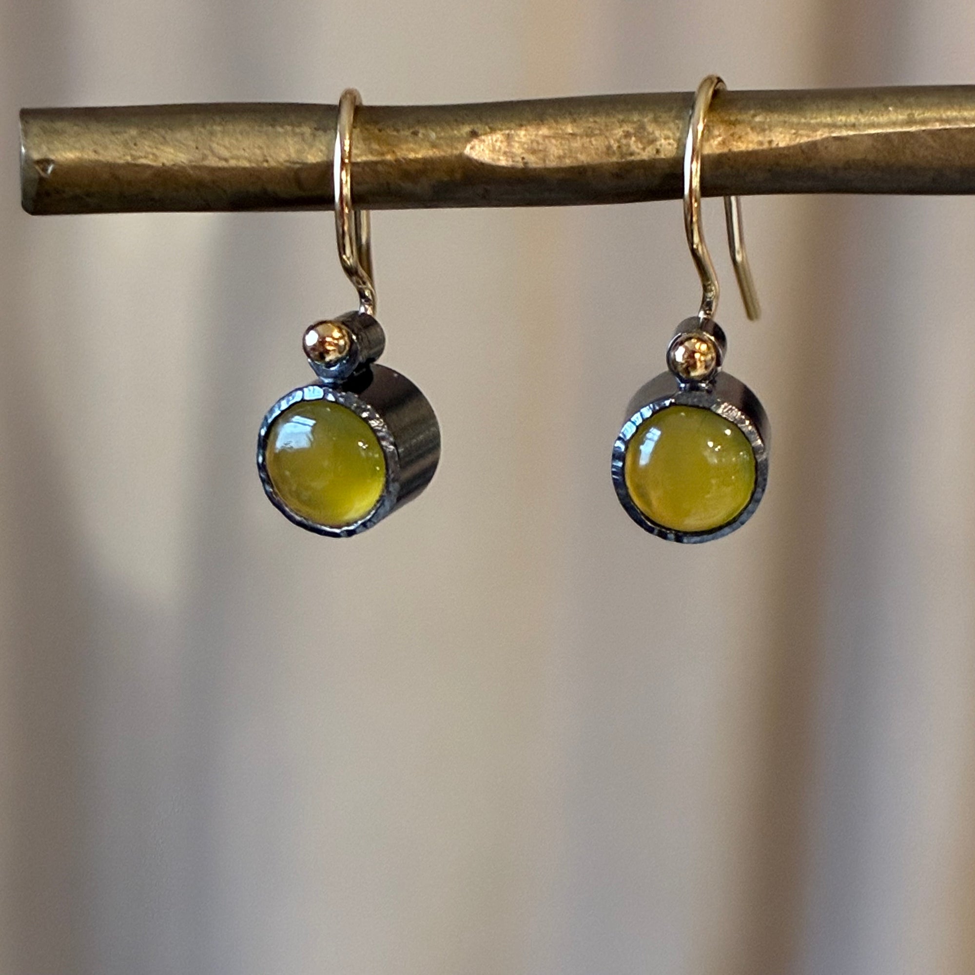 EL026-12 Yellow Chalcedony Drop Earrings