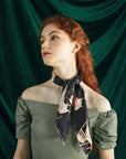 "Datura" Silk Bandana Scarf - Espresso