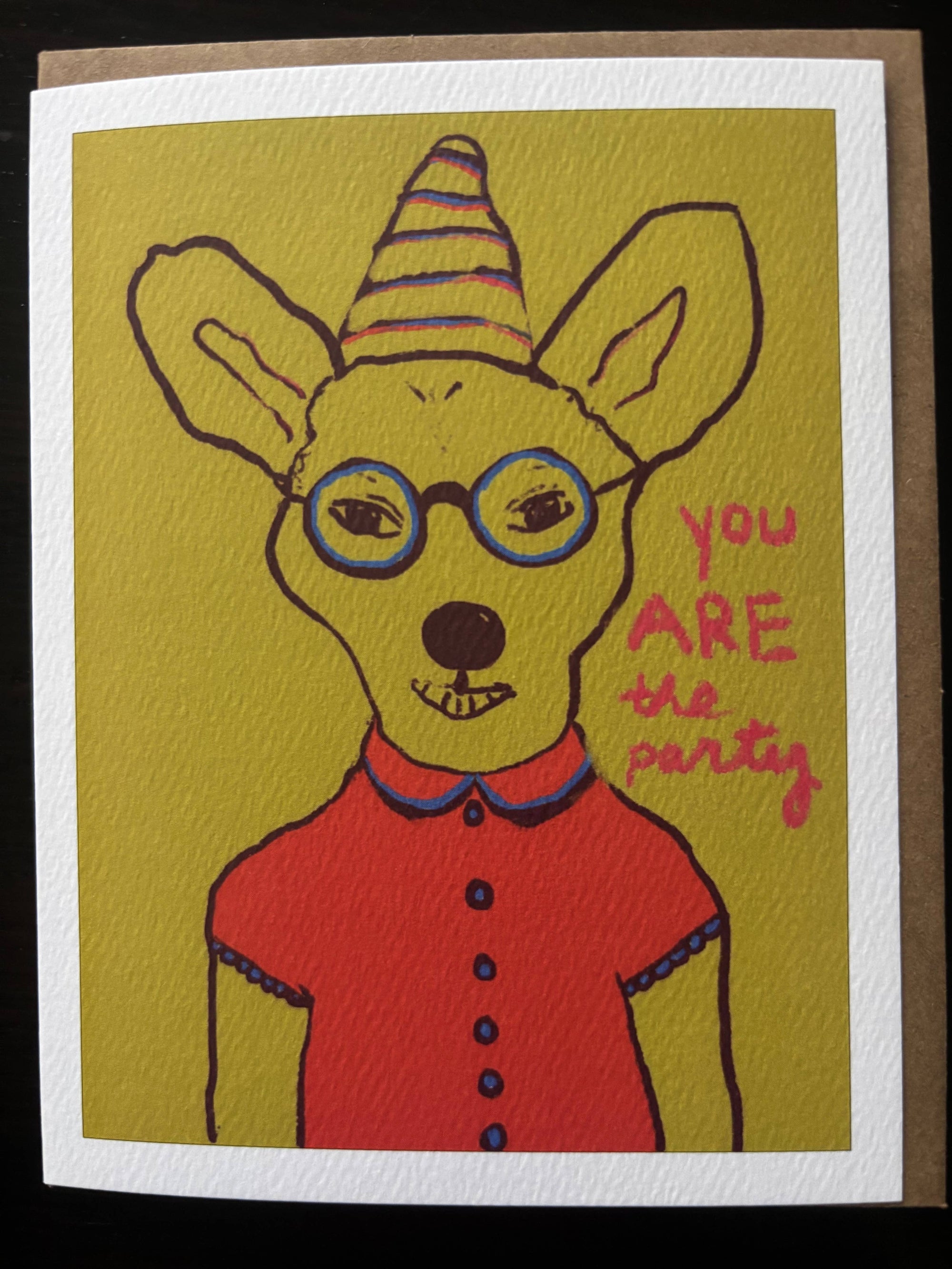 You Are the Party bright funny terrier pup in hat dog card