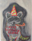 Rascally party Raccoon Happy Birthday greeting card 