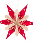 OR251 Red Natural Wooden Star Ornament