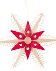 OR251 Red Natural Wooden Star Ornament