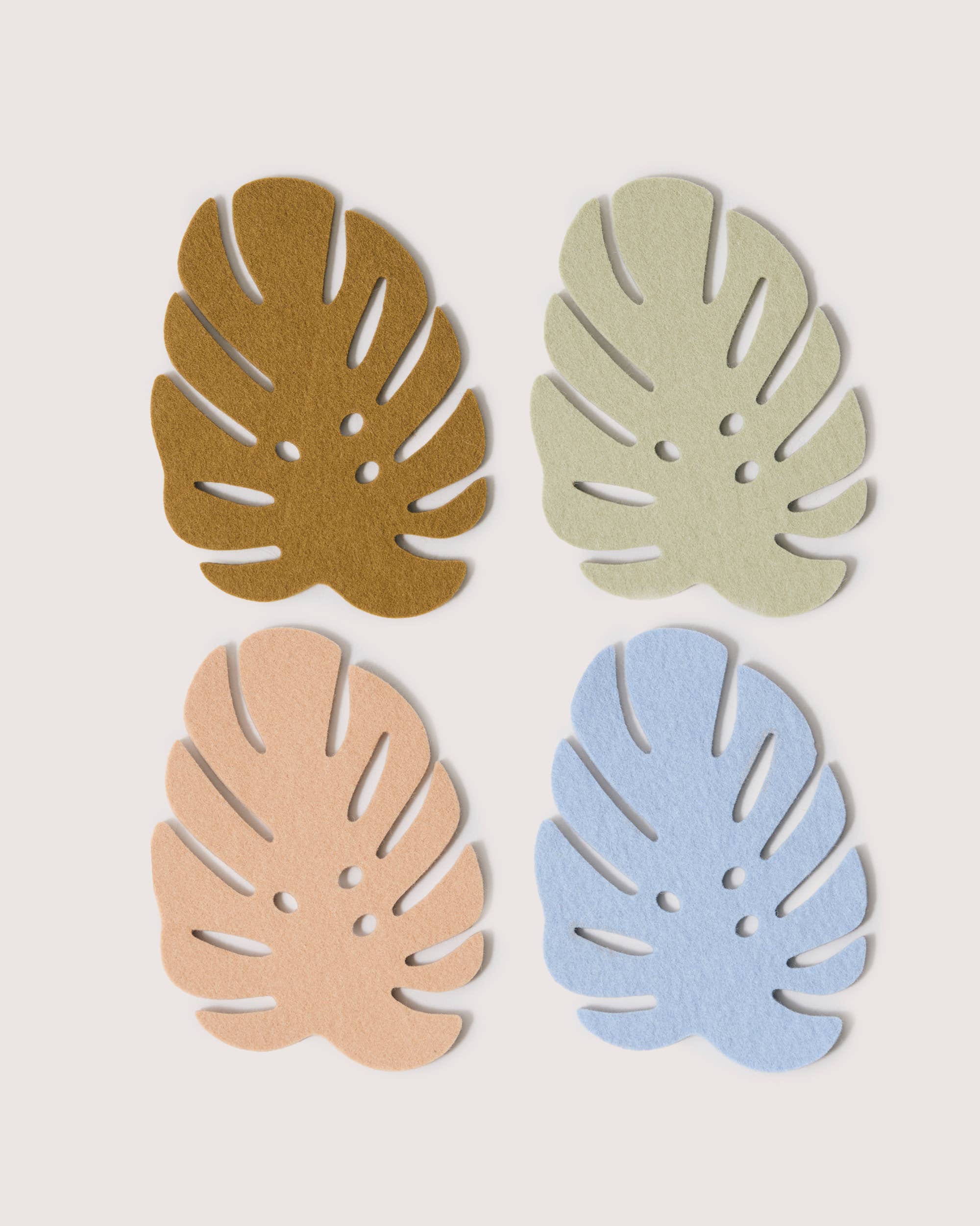 Merino Wool Monstera Coaster Multi 4 Pack