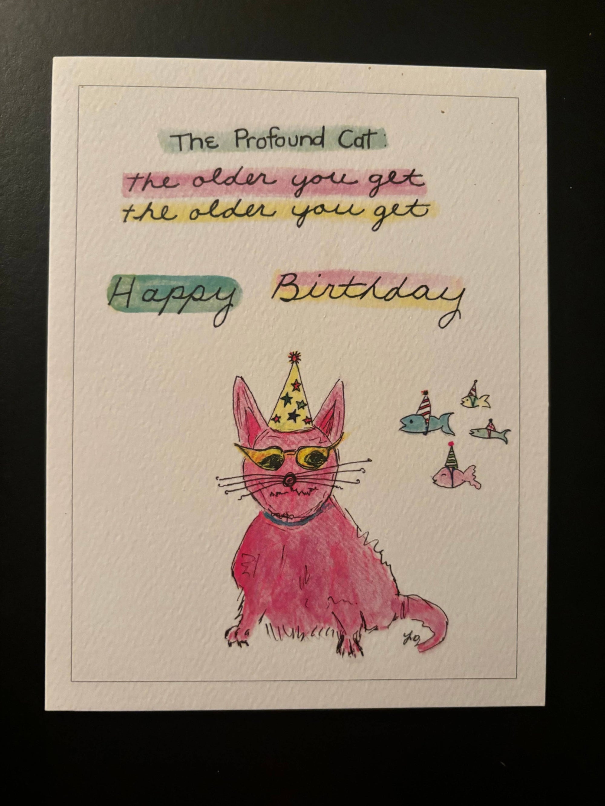 The profound cat happy birthday pink cat card pet card