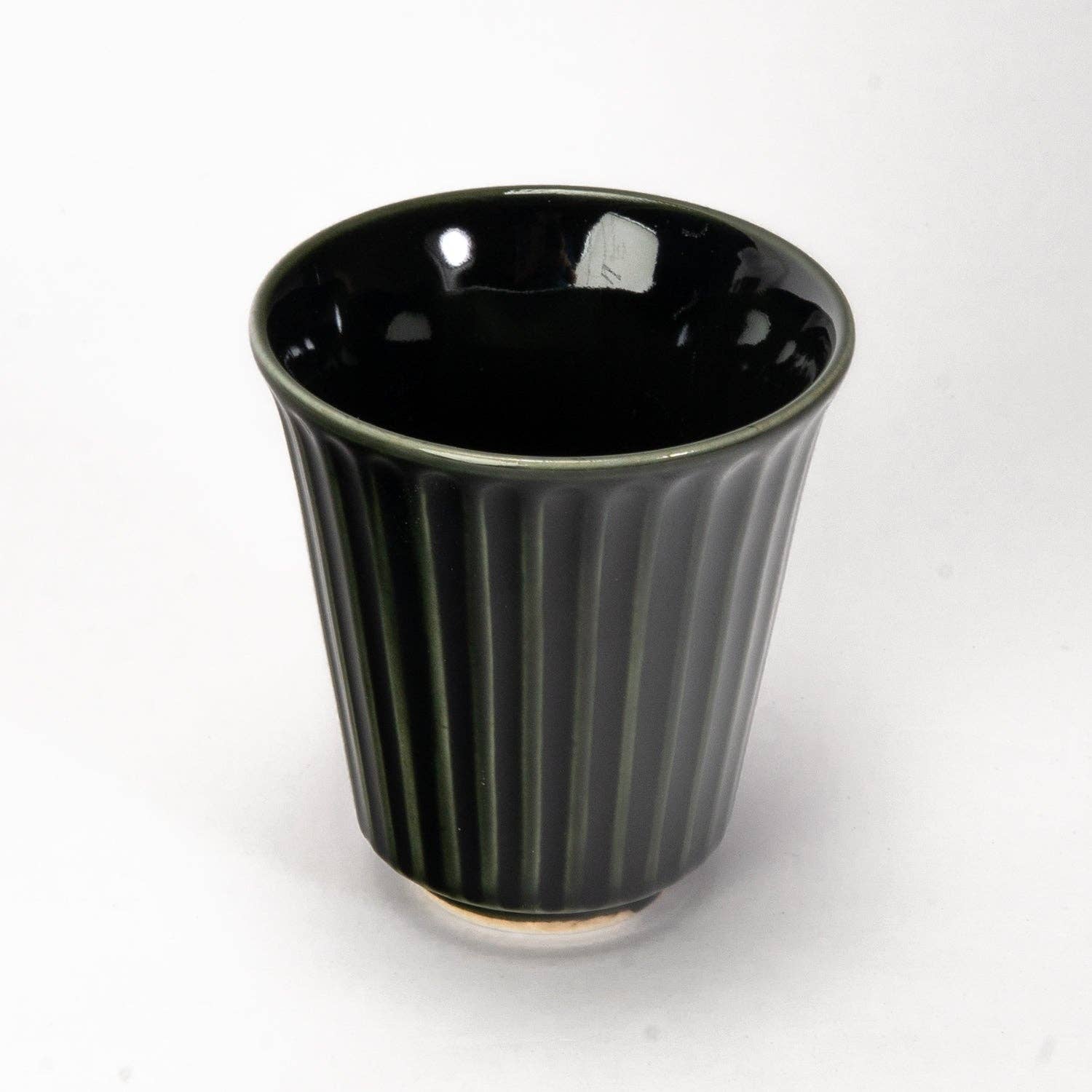 Yunomi Japanese Tea Cup - Reactive Glaze Dark Green