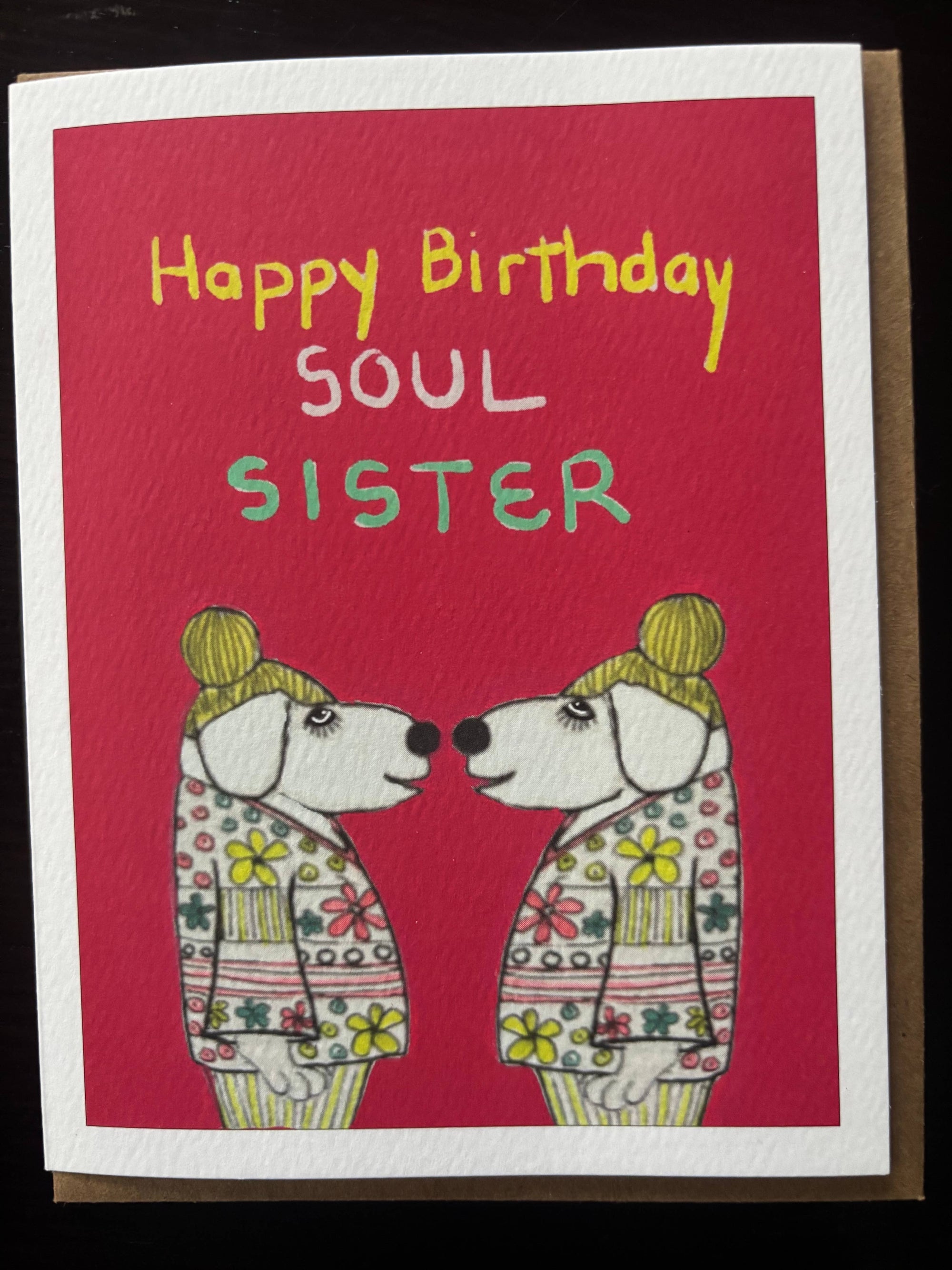 Happy Birthday Soul Sister fun bright dog pet greeting card