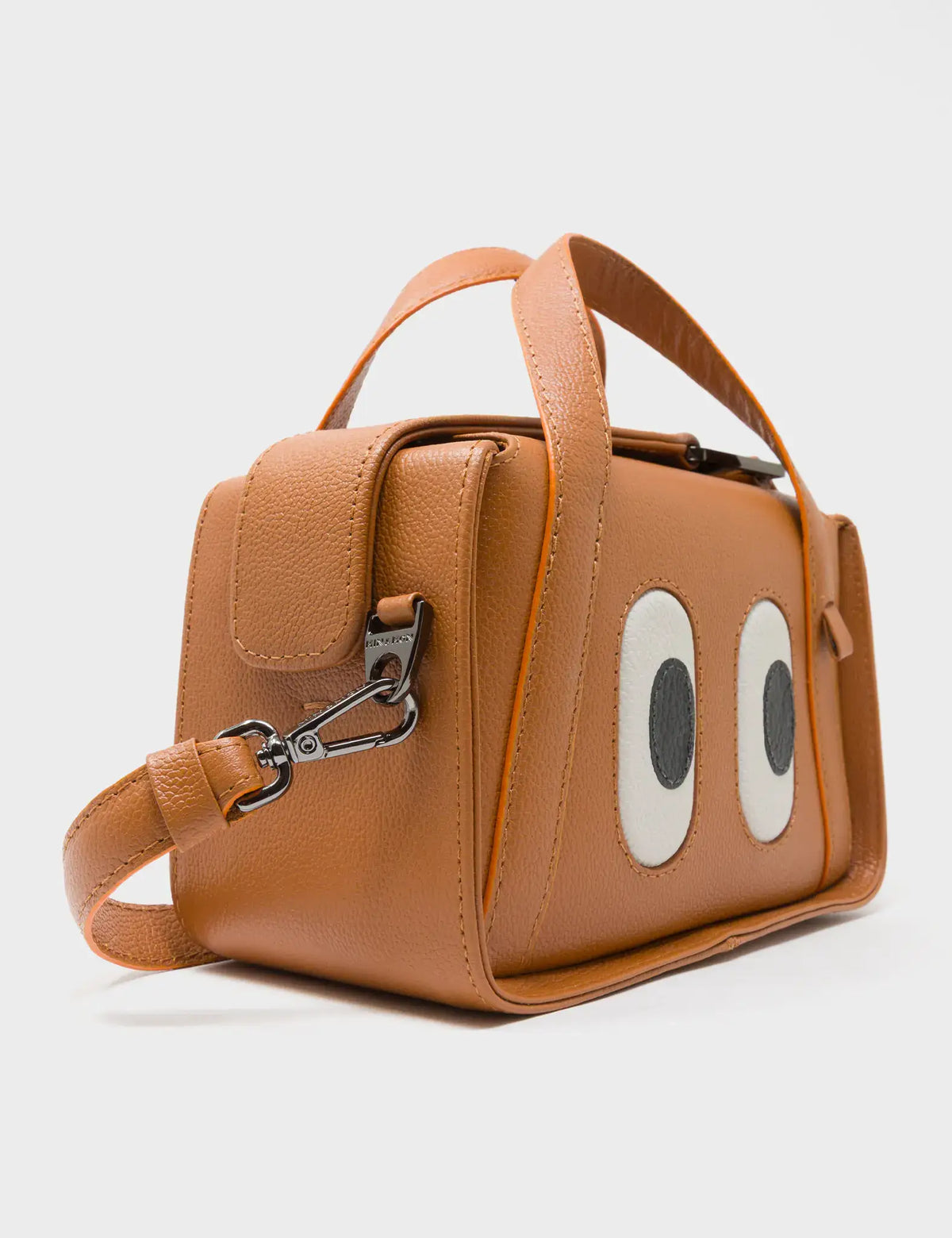 Benji Micro Crossbody Caramel Leather Bag - Eyes Engraved