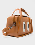 Benji Micro Crossbody Caramel Leather Bag - Eyes Engraved