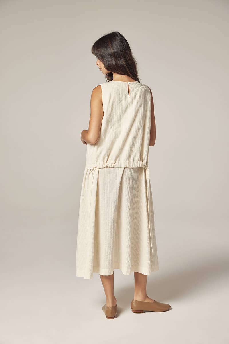 Waist Tie Midi Dress - Ecru