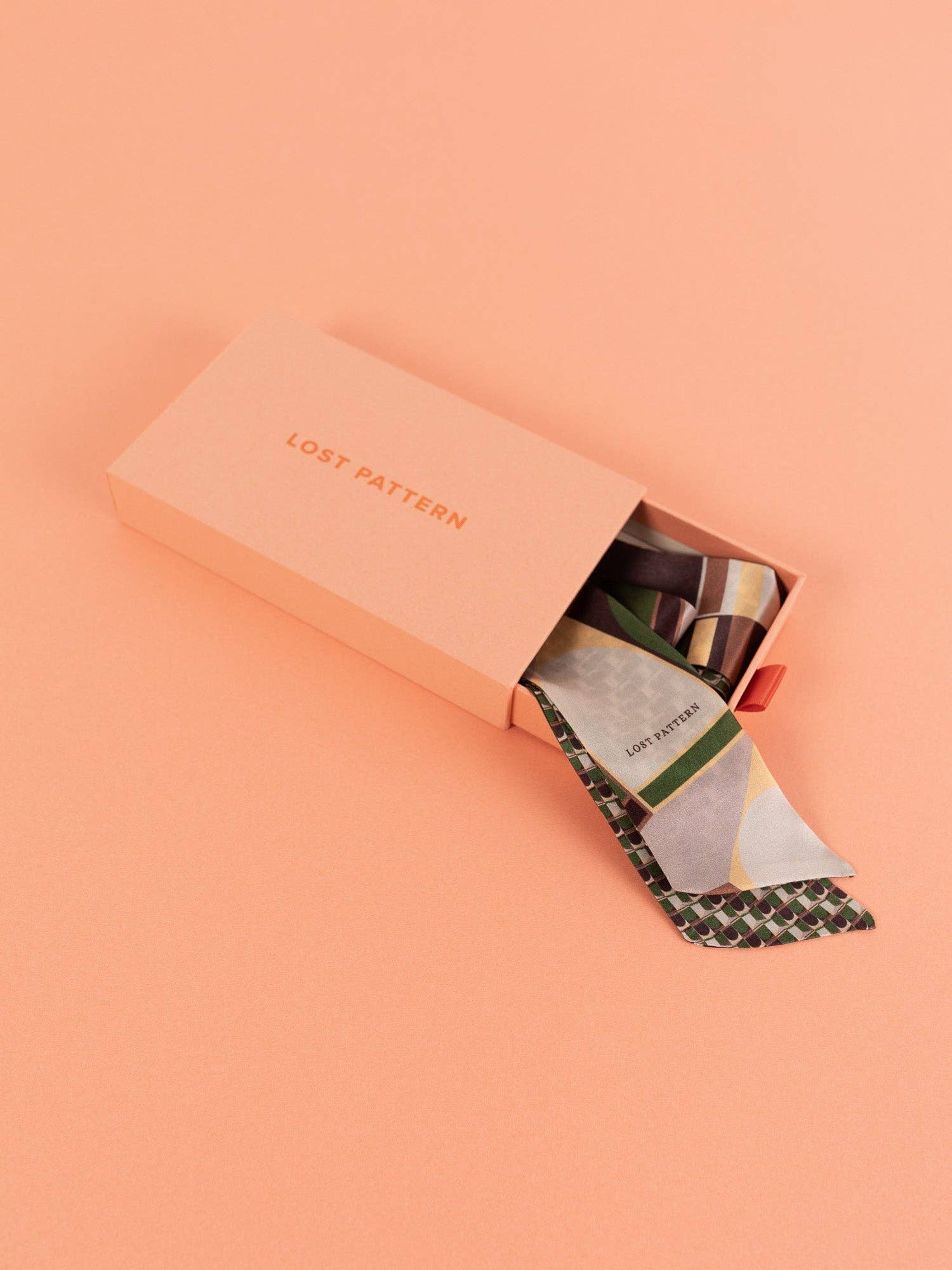 "Modular" Silk Skinny Scarf - Green
