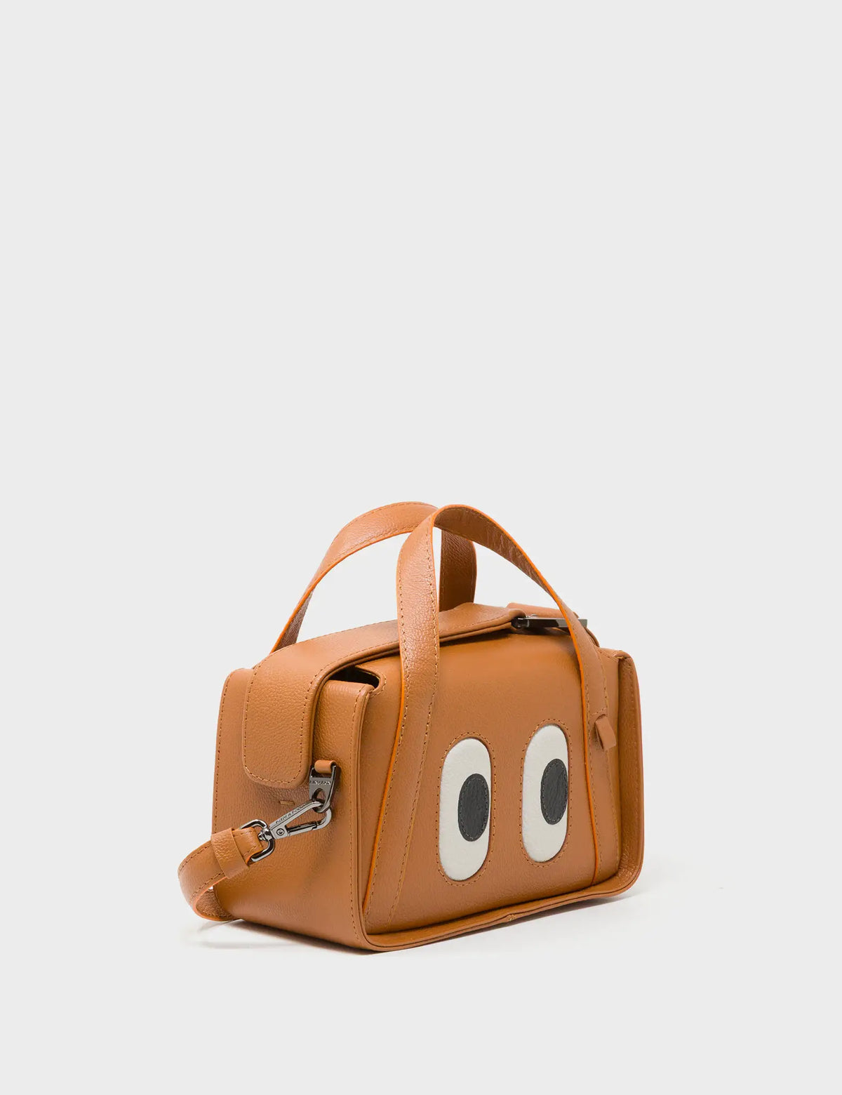 Benji Micro Crossbody Caramel Leather Bag - Eyes Engraved