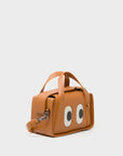Benji Micro Crossbody Caramel Leather Bag - Eyes Engraved
