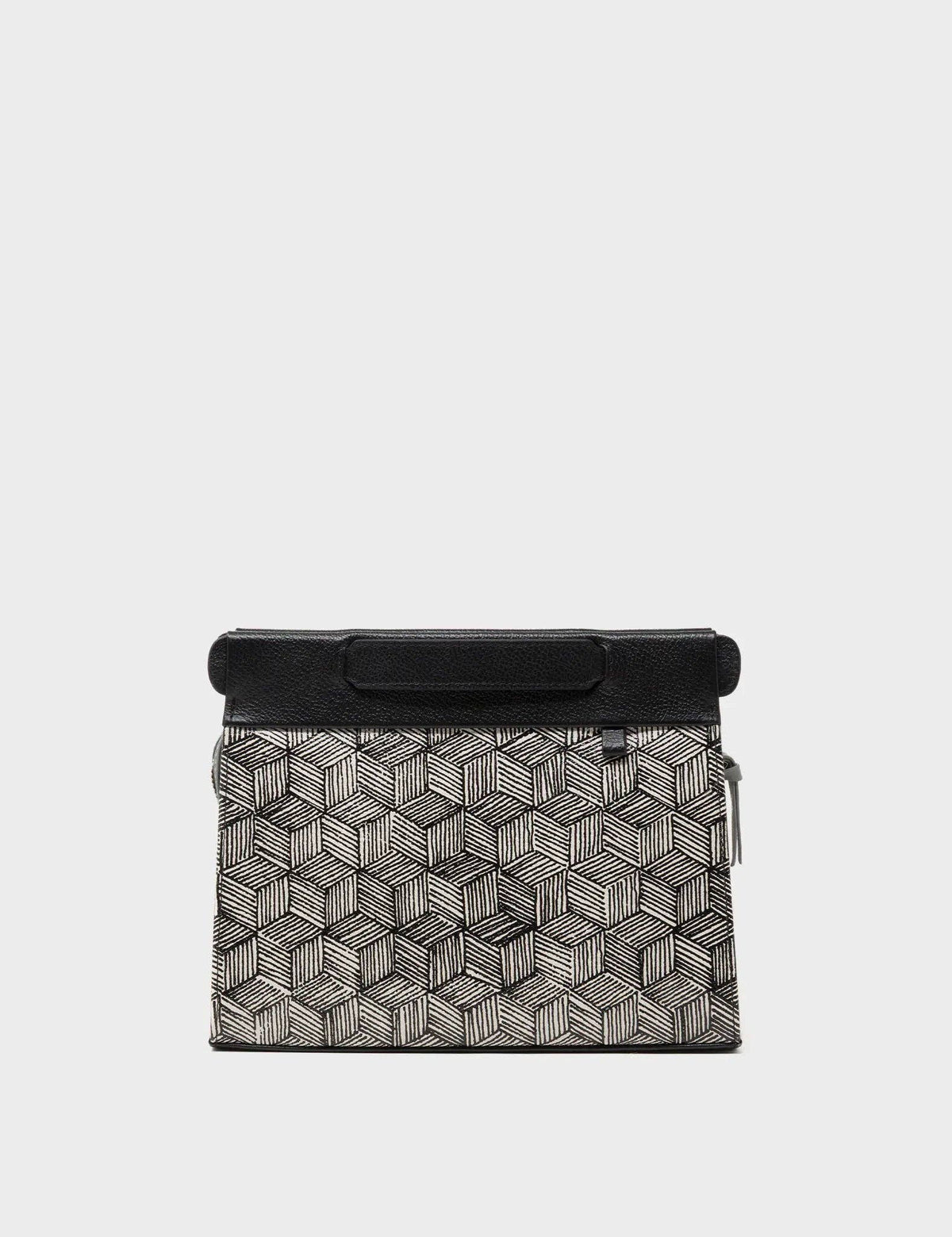 Vali Small Crossbody Moonwalk Gray Leather Bag - Cubes Print