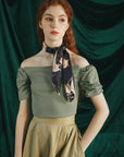 "Datura" Silk Bandana Scarf - Espresso