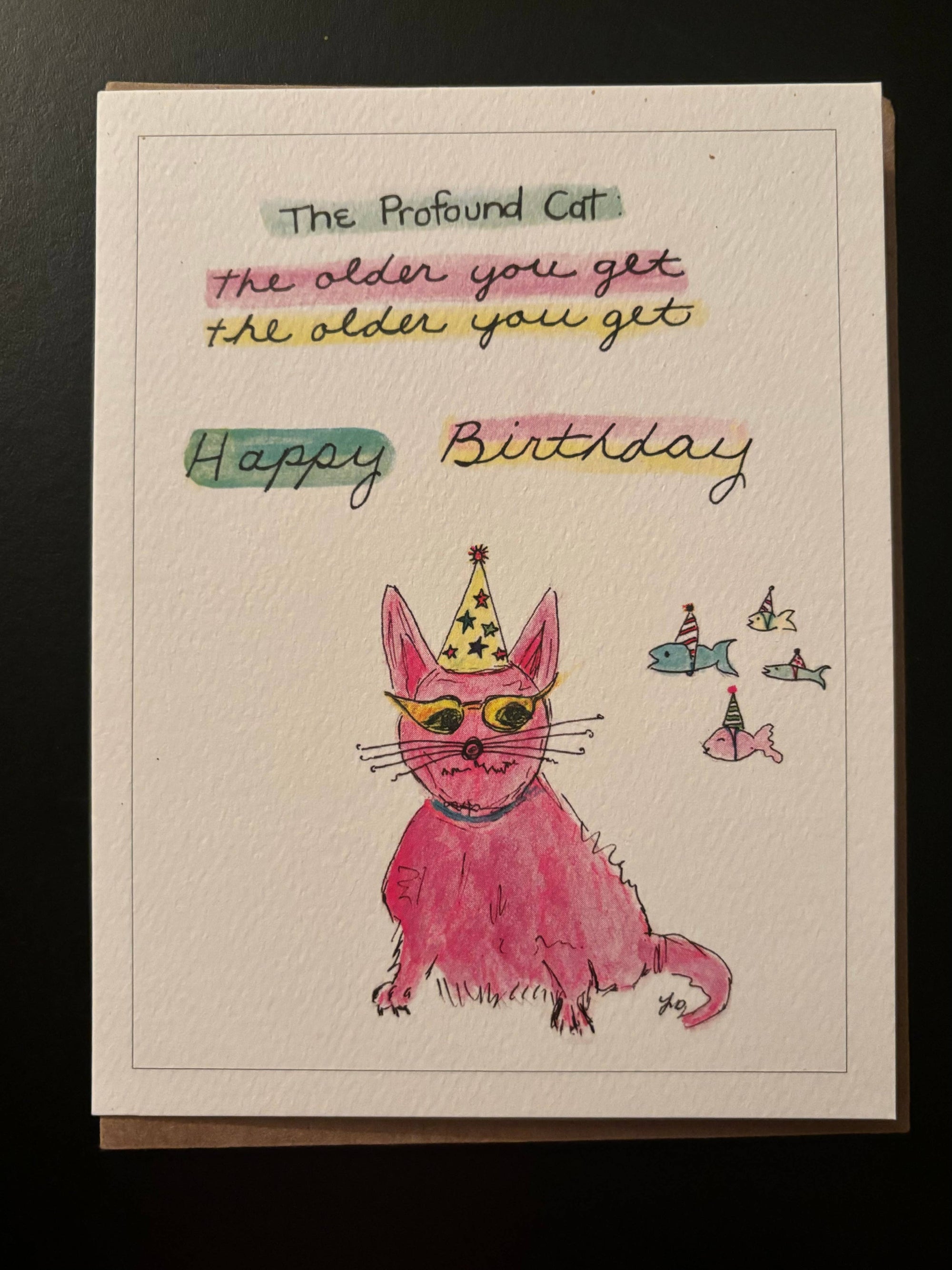 The profound cat happy birthday pink cat card pet card
