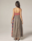 Contrast Midi Dress - Red/Blue